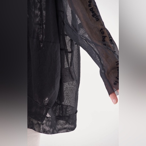 Rundholz Black Print Flock Listen Flowers Long Sleeve Mesh Cotton T-Shirt EUC S - Picture 3 of 12